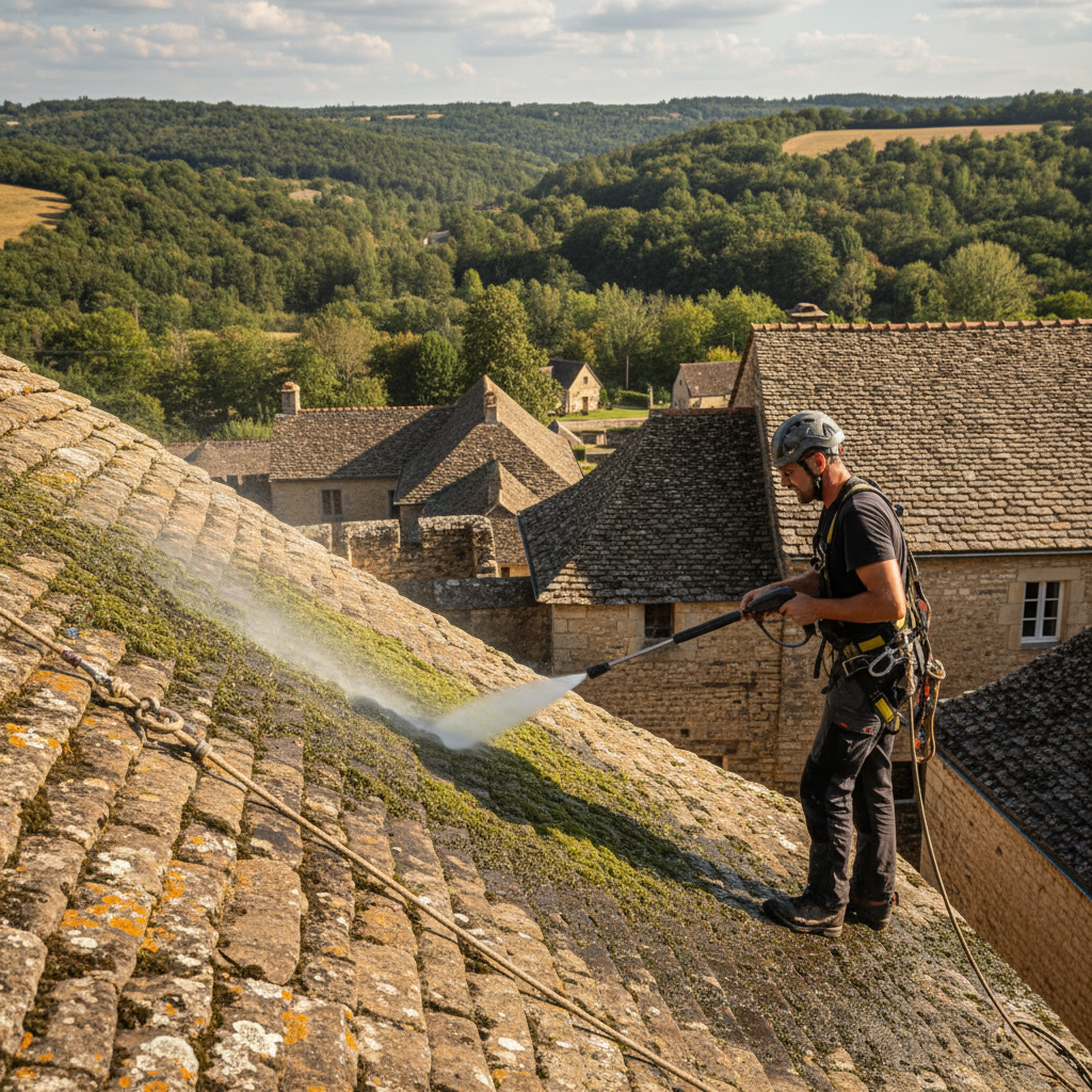 nettoyer son toit avec Atom Toiture Périgueux